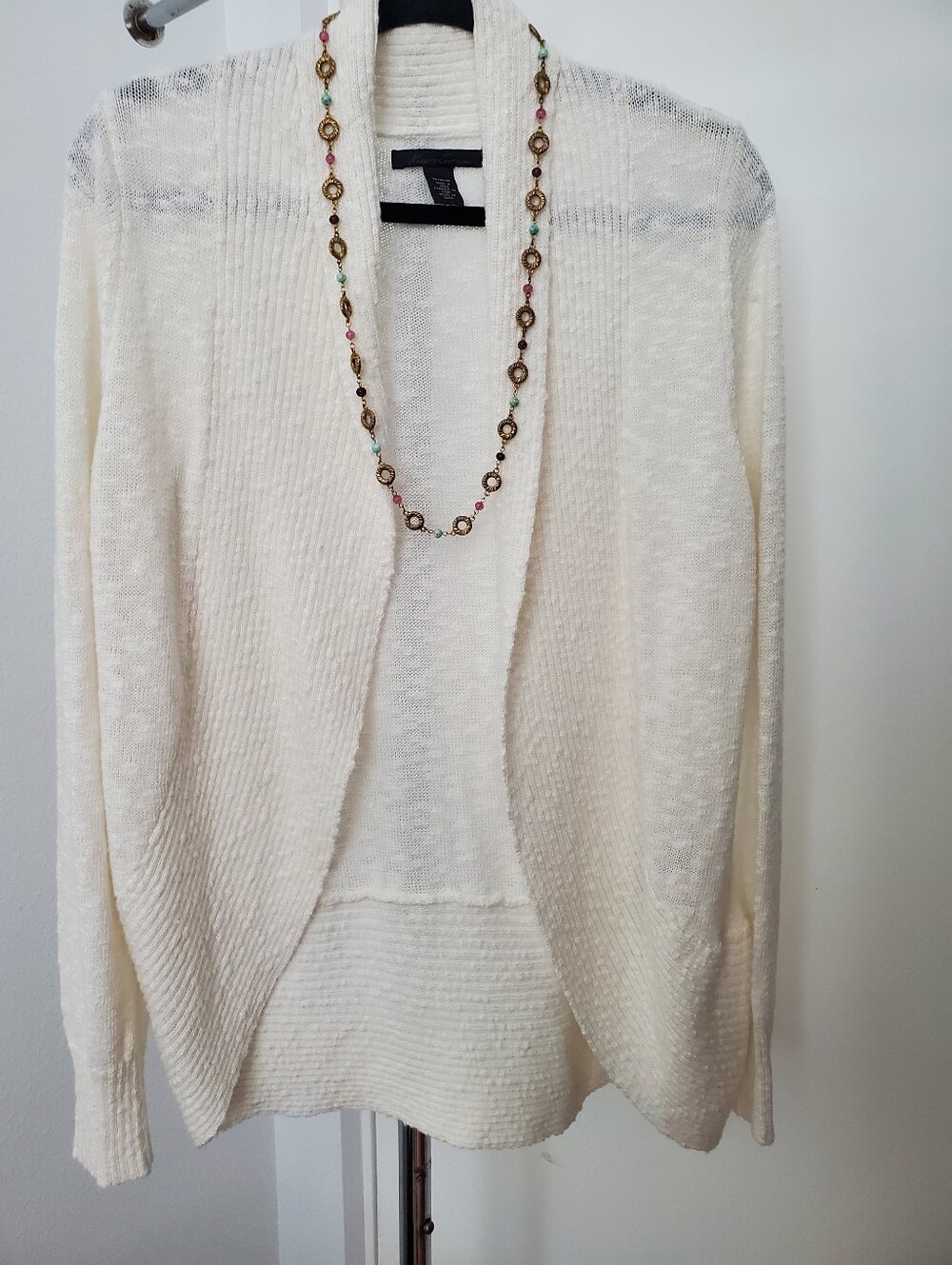 Kenneth Cole Antique White Cotton Cardigan Womens Medium